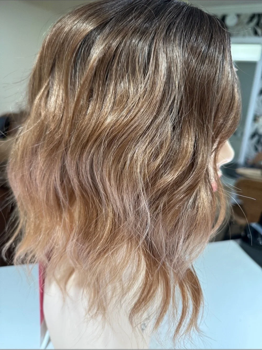 NWT Hair Topper 13” Wavy Center Part, Ombre, Brown HoneyCarmel gold balayage wig